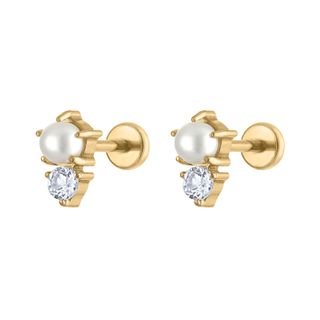 Pearl and White Topaz Nap Earrings