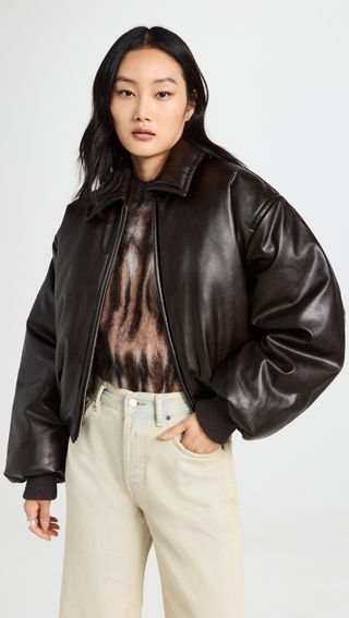 Faux Leather Bomber Jacket