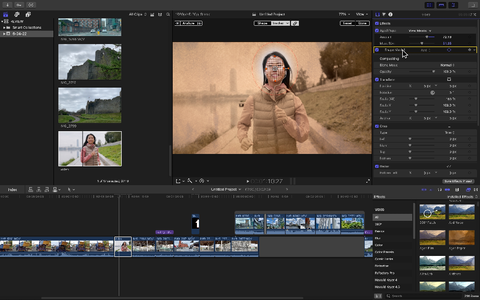 Screenshot of Final Cut Pro applying effects