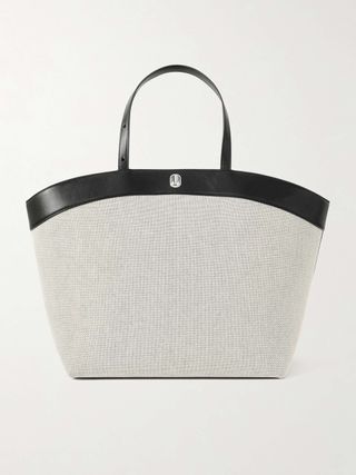 Tondo Large Leather-Trimmed Canvas Tote