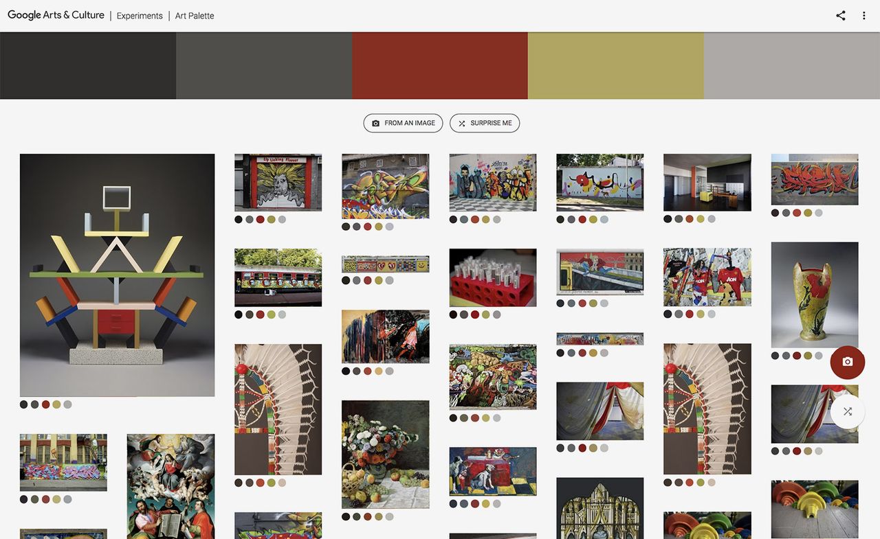 A screenshot of Google’s Art Palette feature