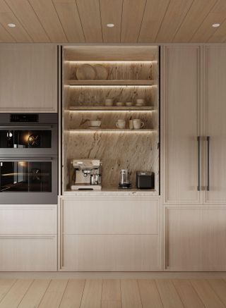 modern kitchen with coffee bar