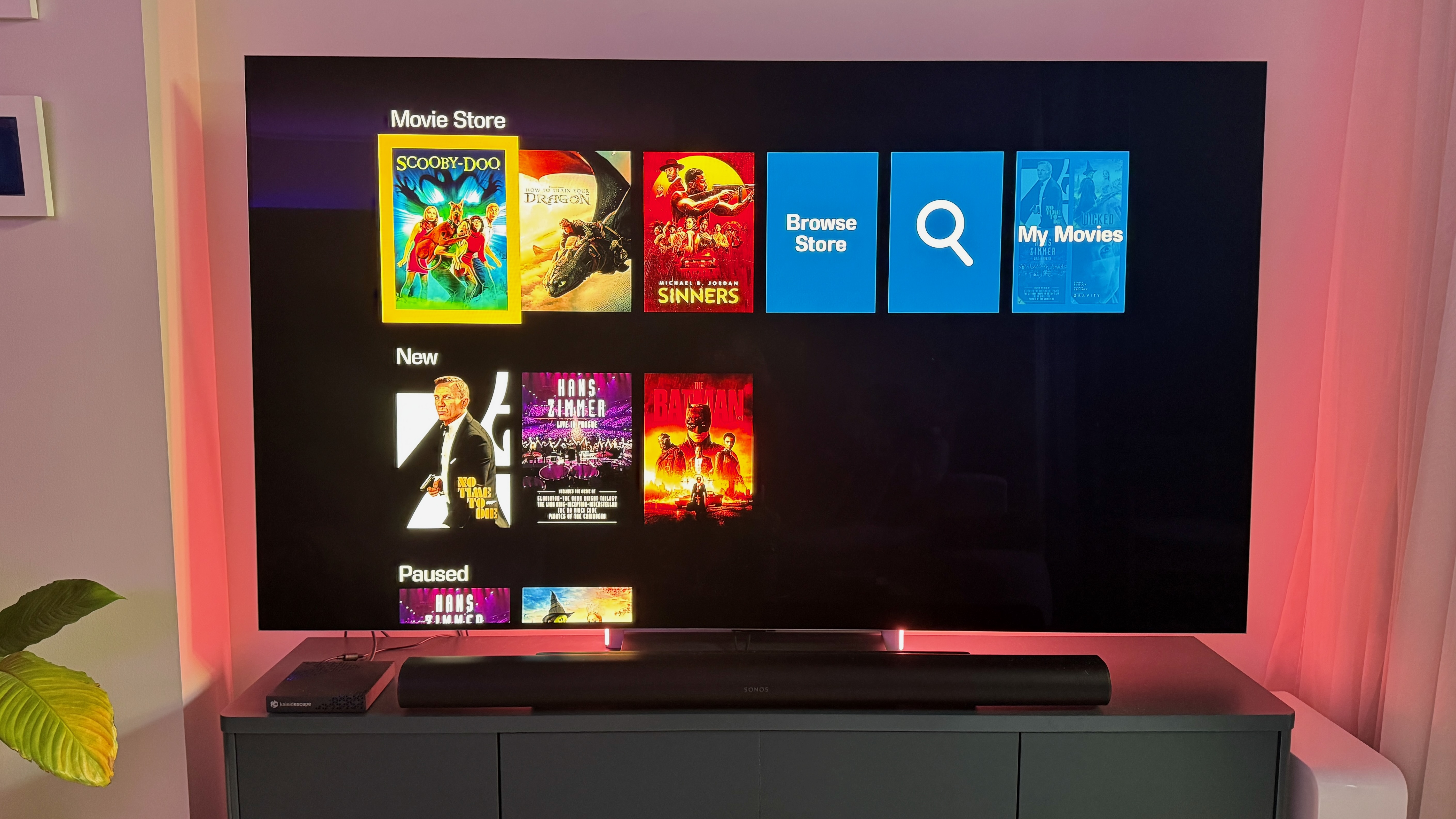 Home screen of the Kaleidescape Strato E