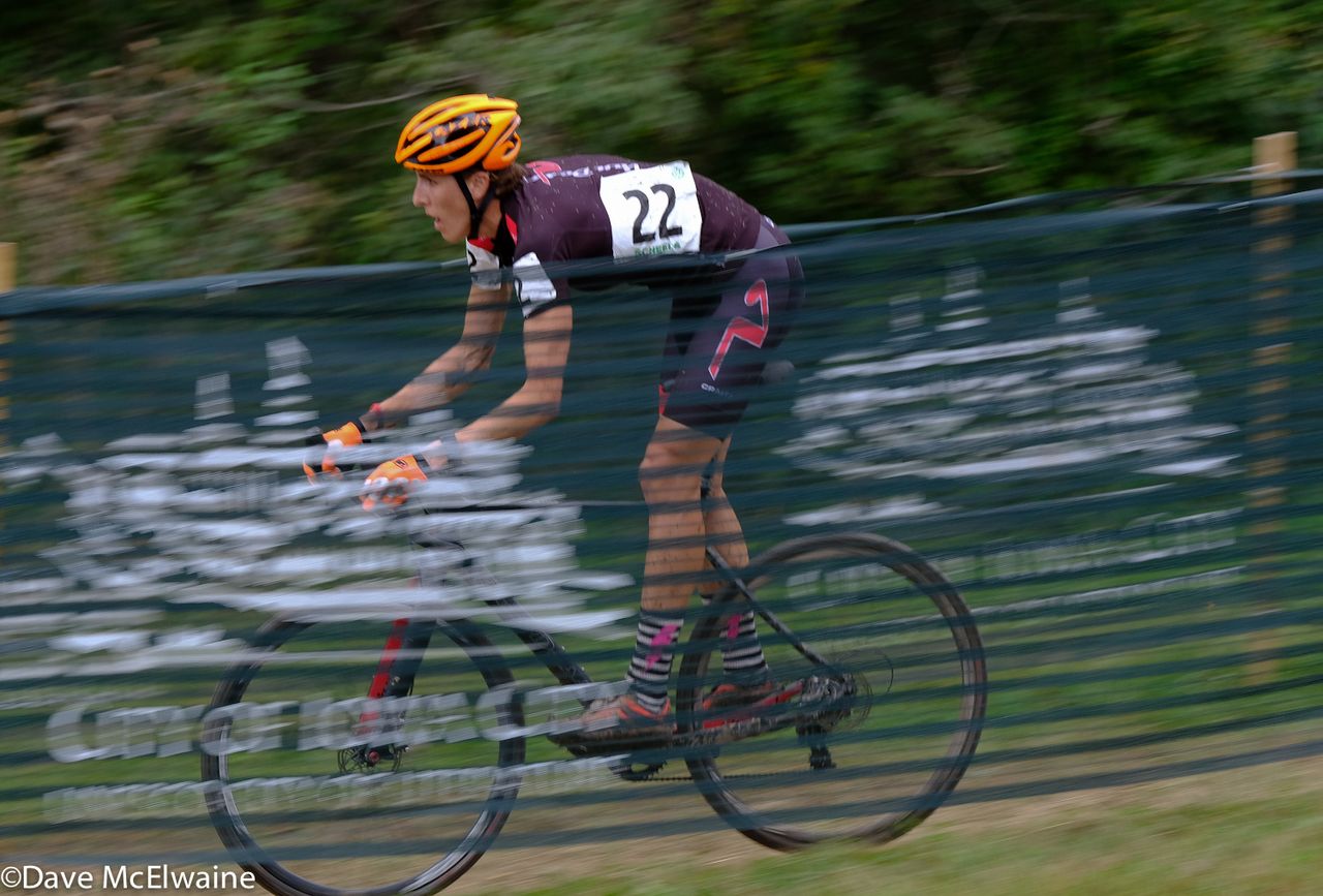 Sunny Gilbert (Van Dessel) riding the fast descent off the big hill