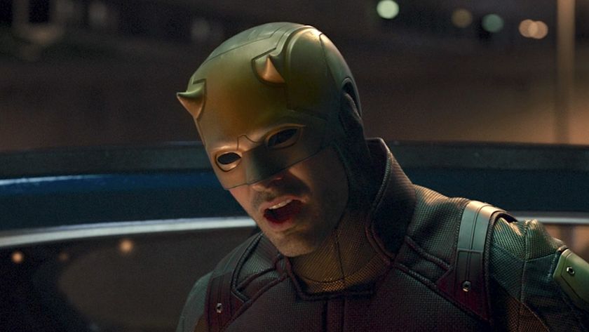 Screenshot of Charlie Cox in yellow Daredevil suit in She-Hulk: Attorney At Law Episode 8