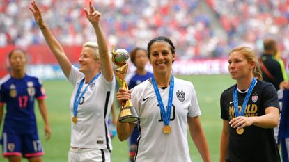 Carli Lloyd of the USA celebrates winning the Women's World Cup