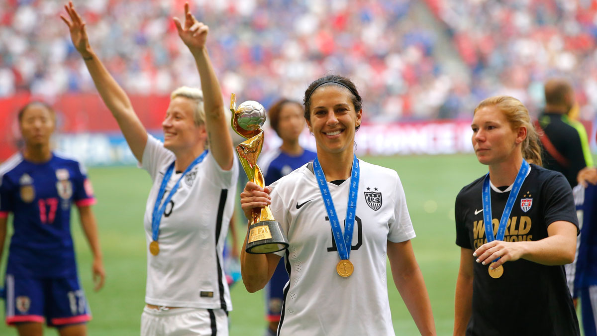 Carli Lloyd of the USA celebrates winning the Women's World Cup