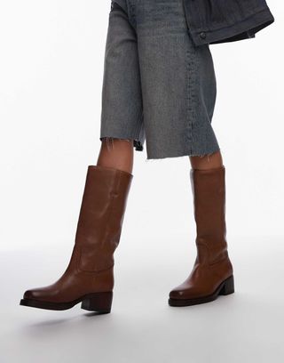 Bronx Kyley Knee Boots in Cognac Vintage Leather