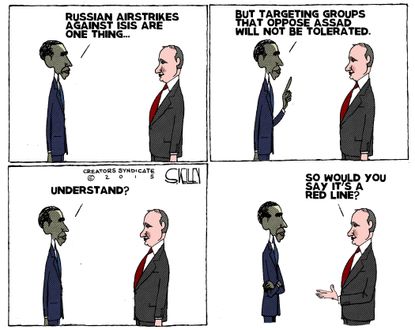 Obama cartoon World Putin Assad Red Line
