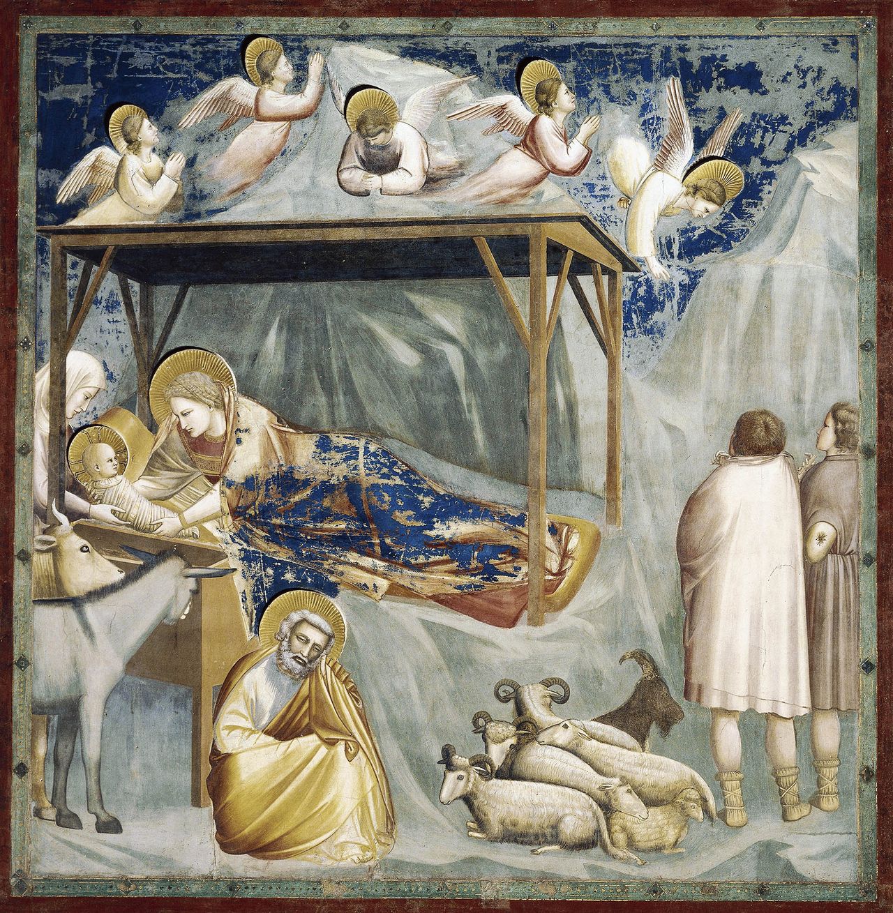 The Nativity, by Giotto (1267-1337), from the cycle of frescoes Life and Passion of Christ, 1303-1305 at the Scrovegni Chapel, in Padua, Italy. (Photo by DeAgostini/Getty Images)