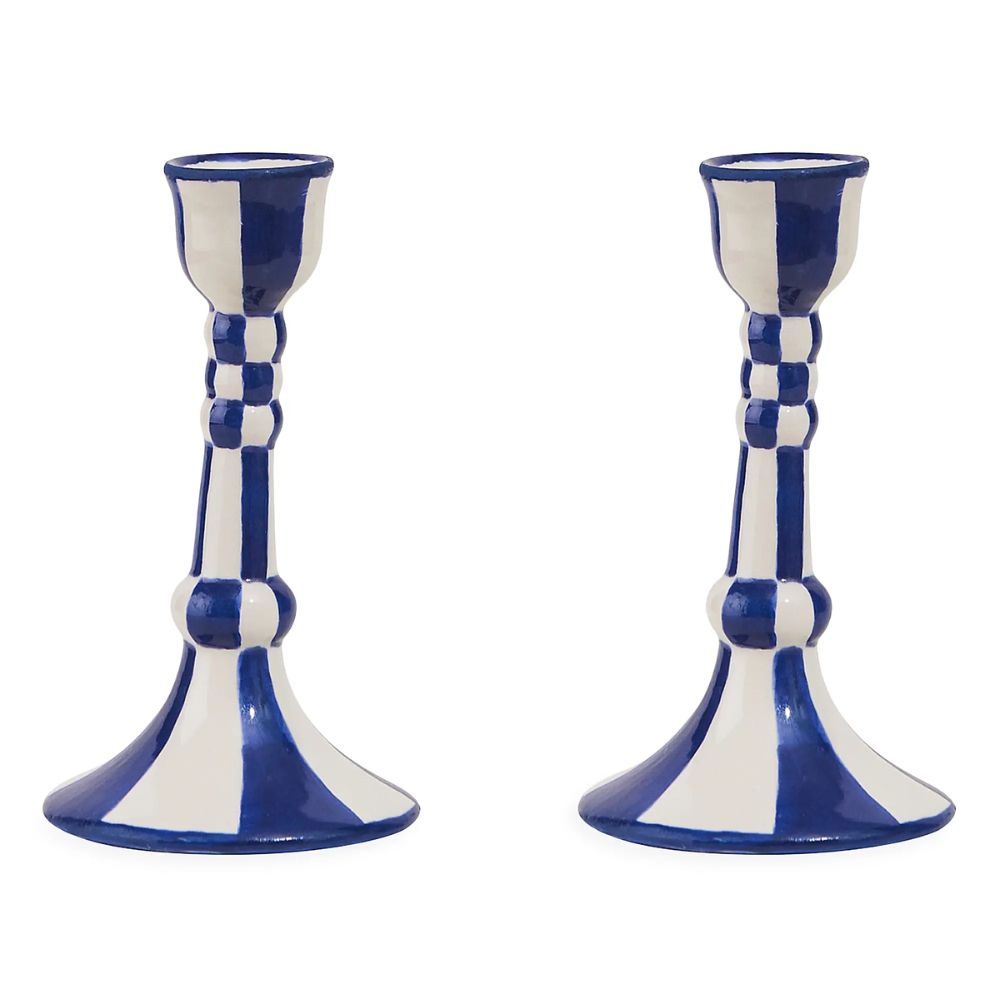 Misette 2-Piece Handpainted Ceramic Candleholder Set