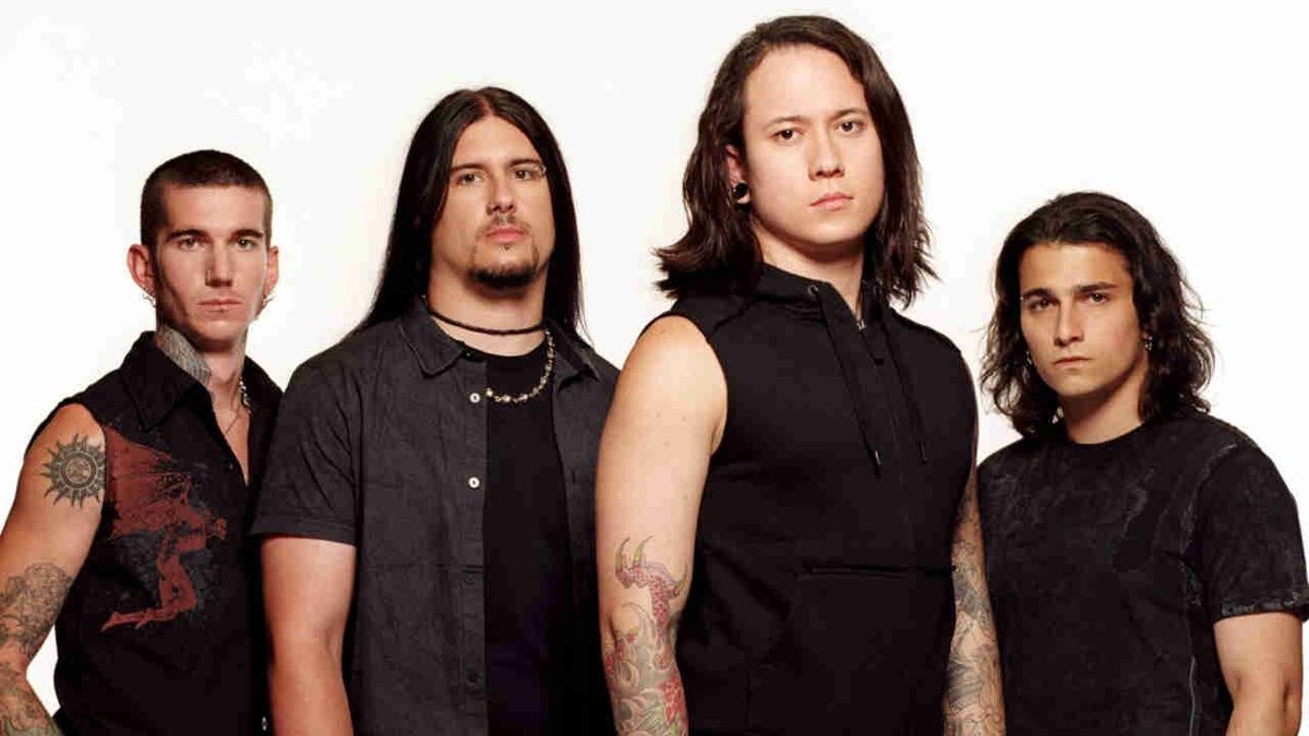 Trivium posing for a photograph in 2006