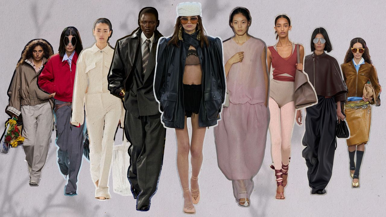 A collage of runway images from the spring/summer 2025 collections.