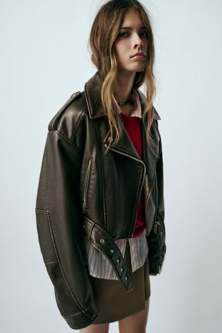 Zara Cropped Biker Jacket