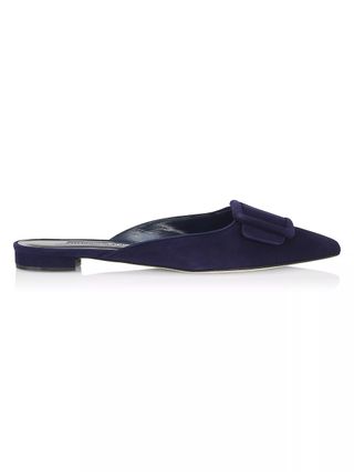 Manolo Blahnik, Maysale Suede Buckle Flats