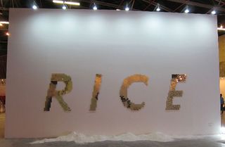 'Rice and White Powder' made from reflective glass, acrylic and powder