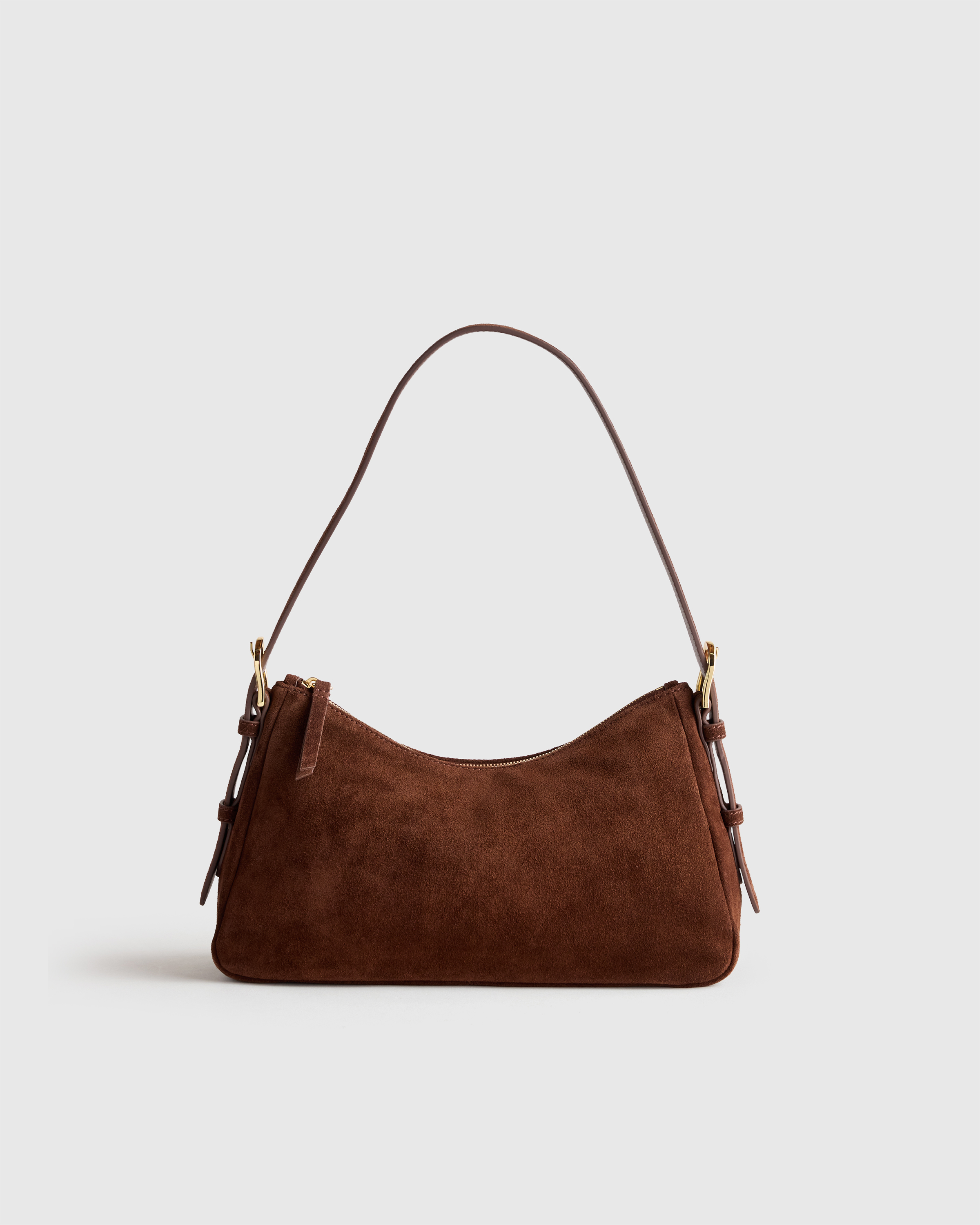 Italian Suede Small Shoulder Bag (Chocolate)