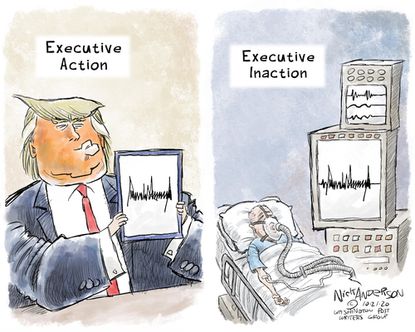 Political Cartoon U.S. Trump COVID response