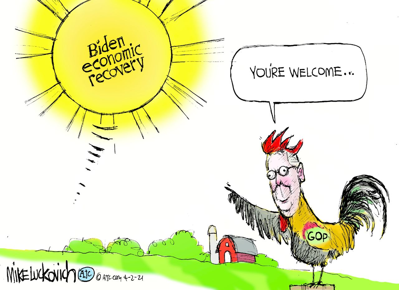 Political Cartoon U.S. biden mcconnell economy