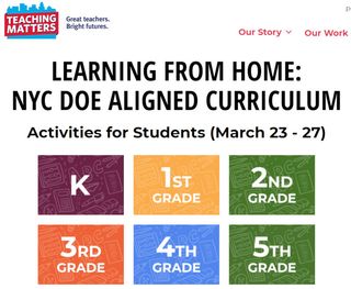 Screenshot of Teaching Matters NYC DOE Aligned curriculum