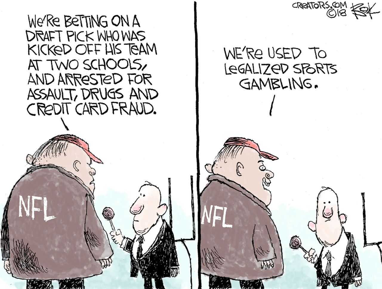 Editorial cartoon US legalized sports gambling NFL