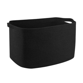 A black 62l Large Capacity Woven Storage Basket with handles