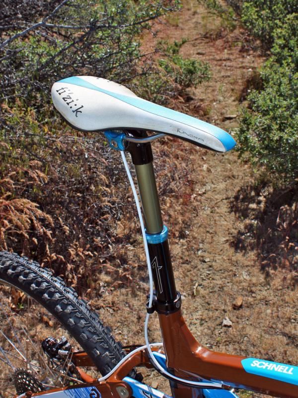 LIke most riders at the Ashland Super D, Schnell used a height-adjustable seatpost - in this case, a crankbrothers joplin 4.