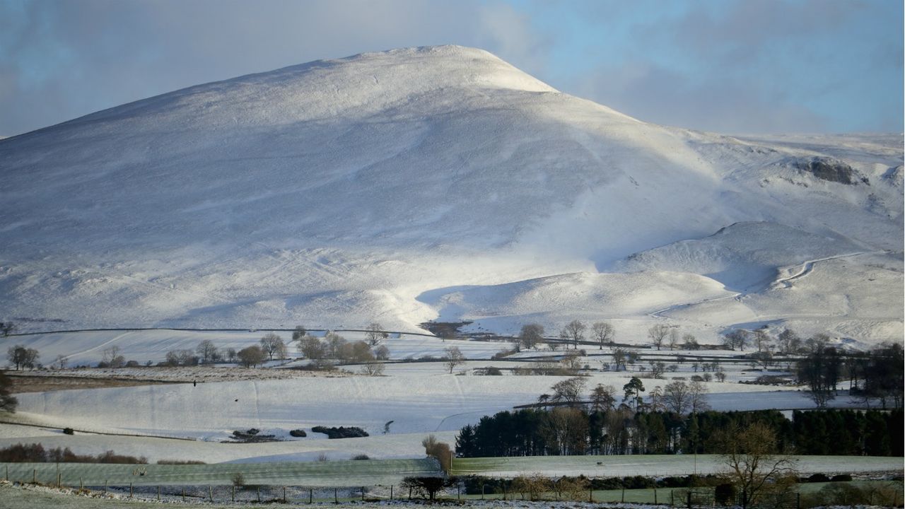 Snow and ice covers the hill tops in the Nortern Pennines on January 13, 2017 in Brough, United Kingdom.