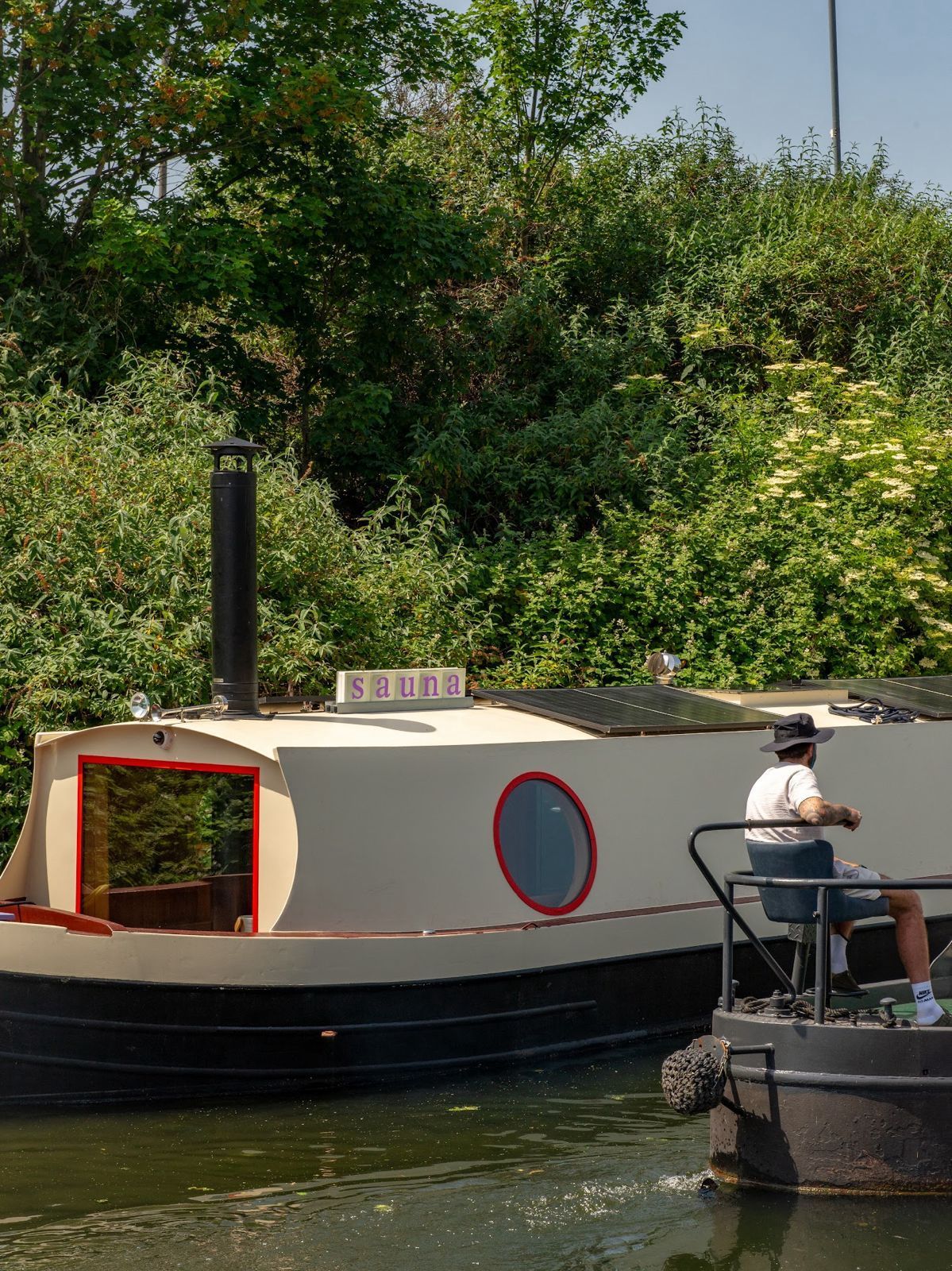 a sauna on a canal barge 