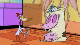 Chicken talking with little sister Cow on Cow and Chicken