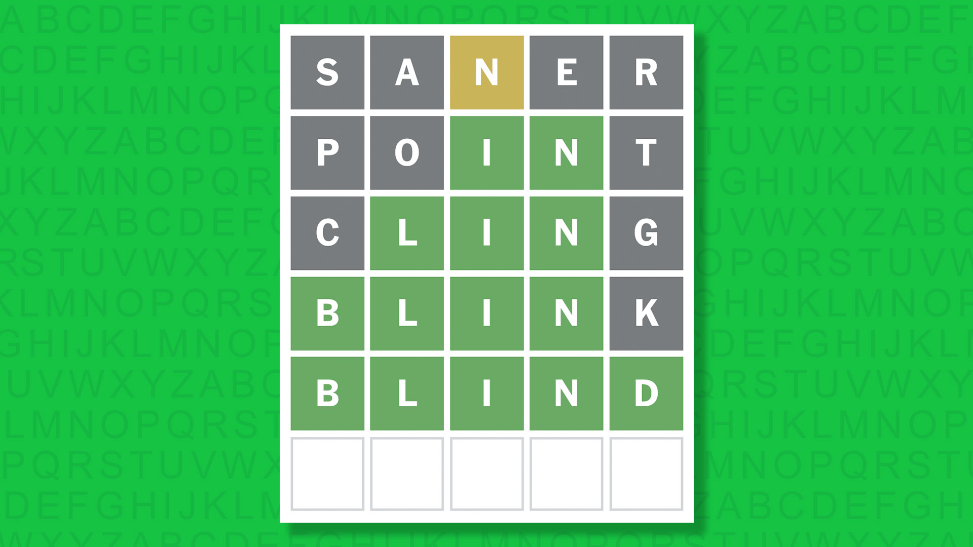 NYT Wordle answer for game 1906 on a green background