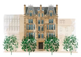 An illustration of the 100 Princes Street hotel in Edinburgh, Scotland