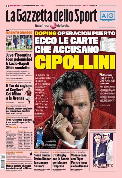 News breaks in Italy that Mario Cipollini was a client of Dr Fuentes