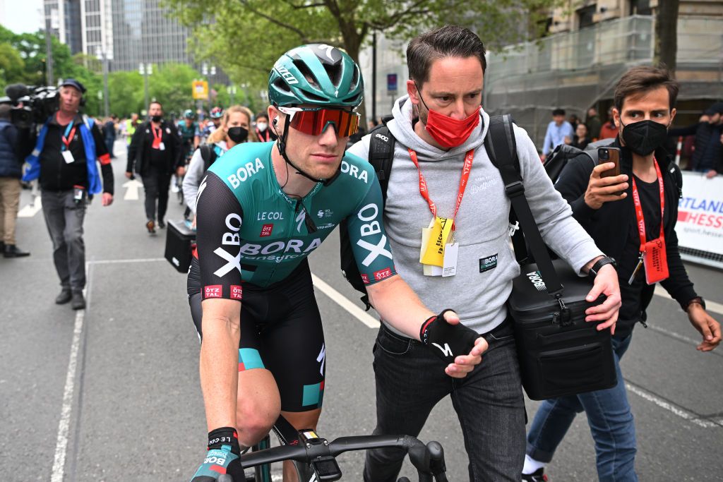 FRANKFURT AM MAIN GERMANY MAY 01 Sam Bennett of Ireland and Team Bora Hansgrohe celebrates at finish line as race winner during the 59th EschbornFrankfurt 2022 a 185km one day race from Eschborn to FrankfurtamMain WorldTour on May 01 2022 in Frankfurt am Main Germany Photo by Stuart FranklinGetty Images