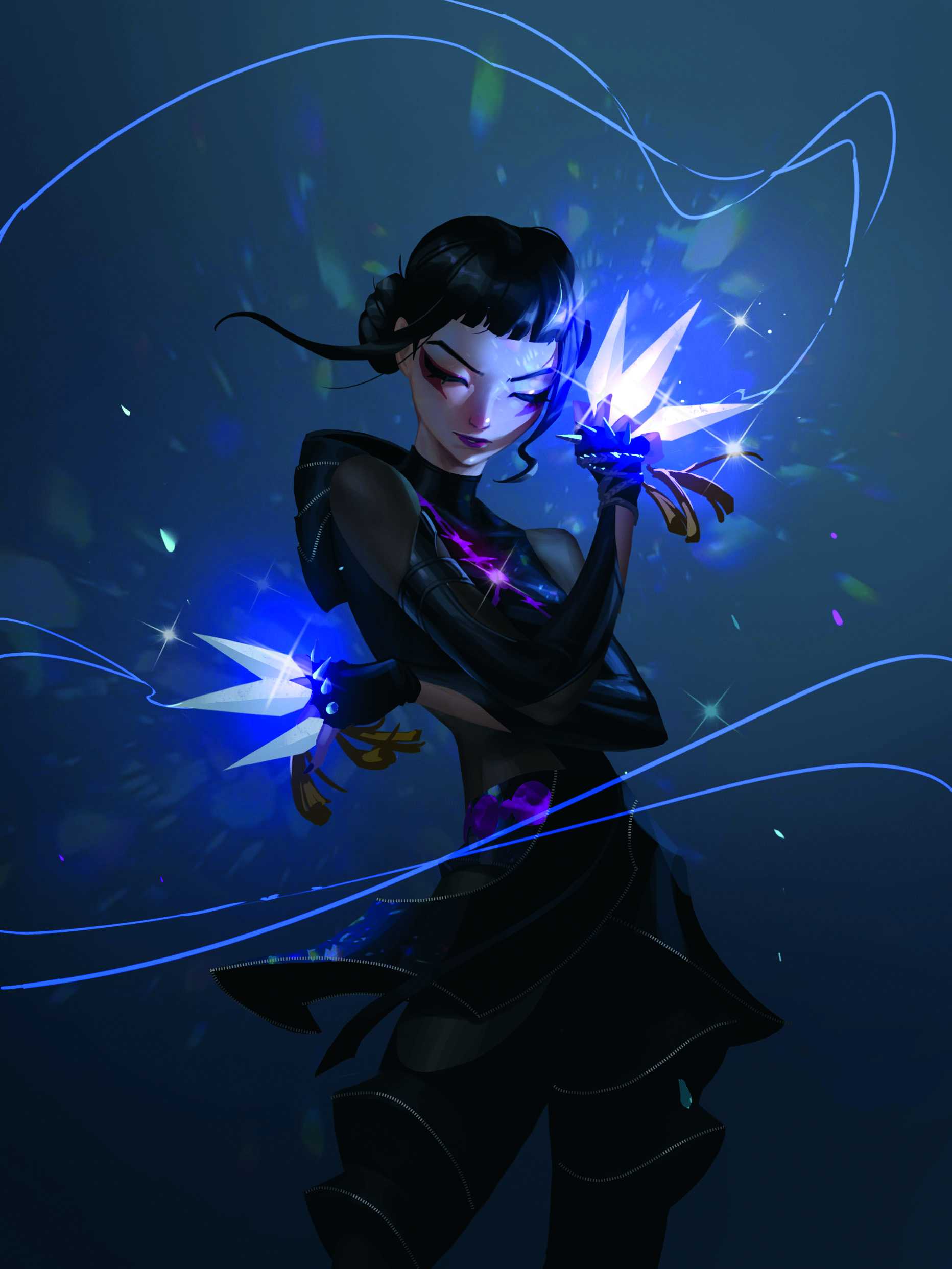 KPop Demon Hunters fan art showing Zoey with held arms crossed