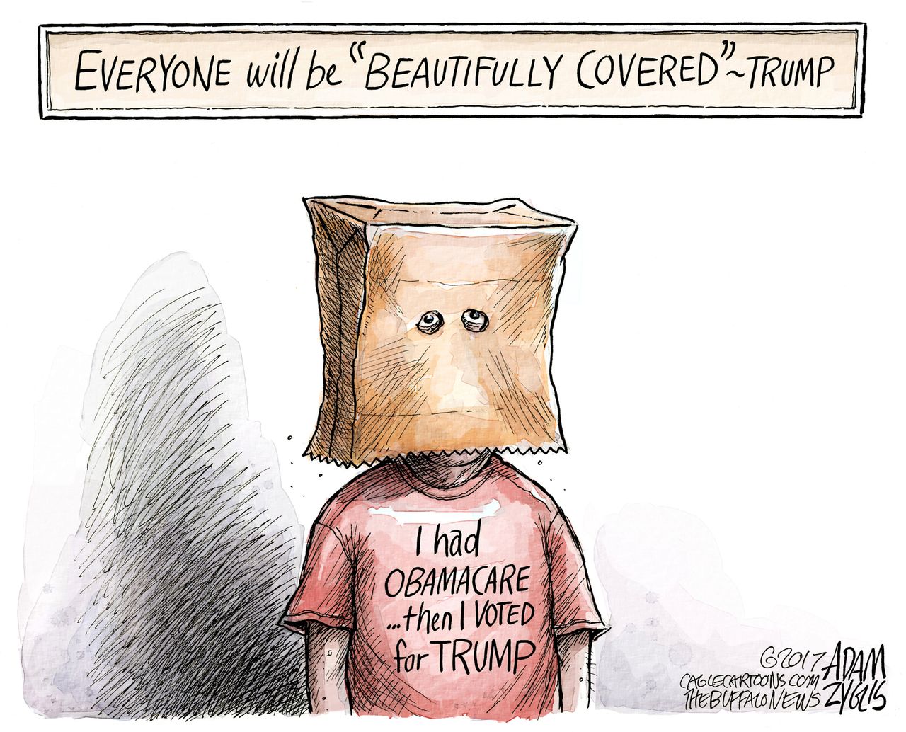 Political Cartoon U.S. Obamacare Donald Trump