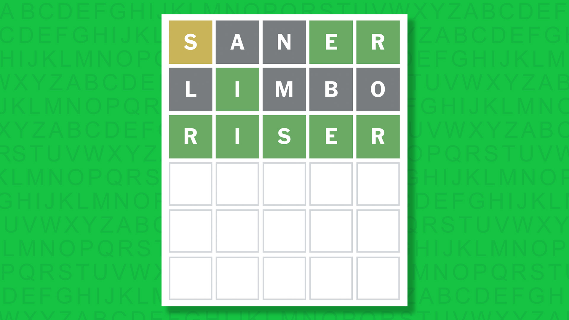 NYT Wordle answer for game 1780 on a green background