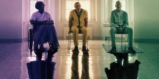 Samuel L. Jackson, James McAvoy and Bruce Willis in Glass