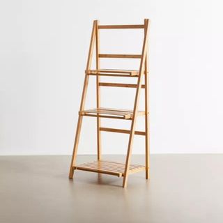 Wooden ladder shelf