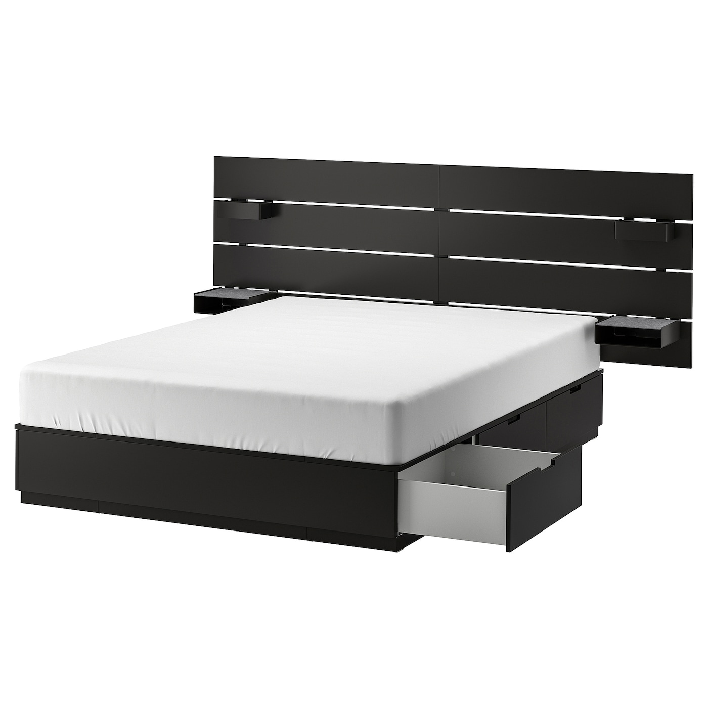 Nordli Bed With Headboard and Storage - Anthracite Queen