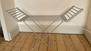 Dunelm Heated Airer With Wings in the living room