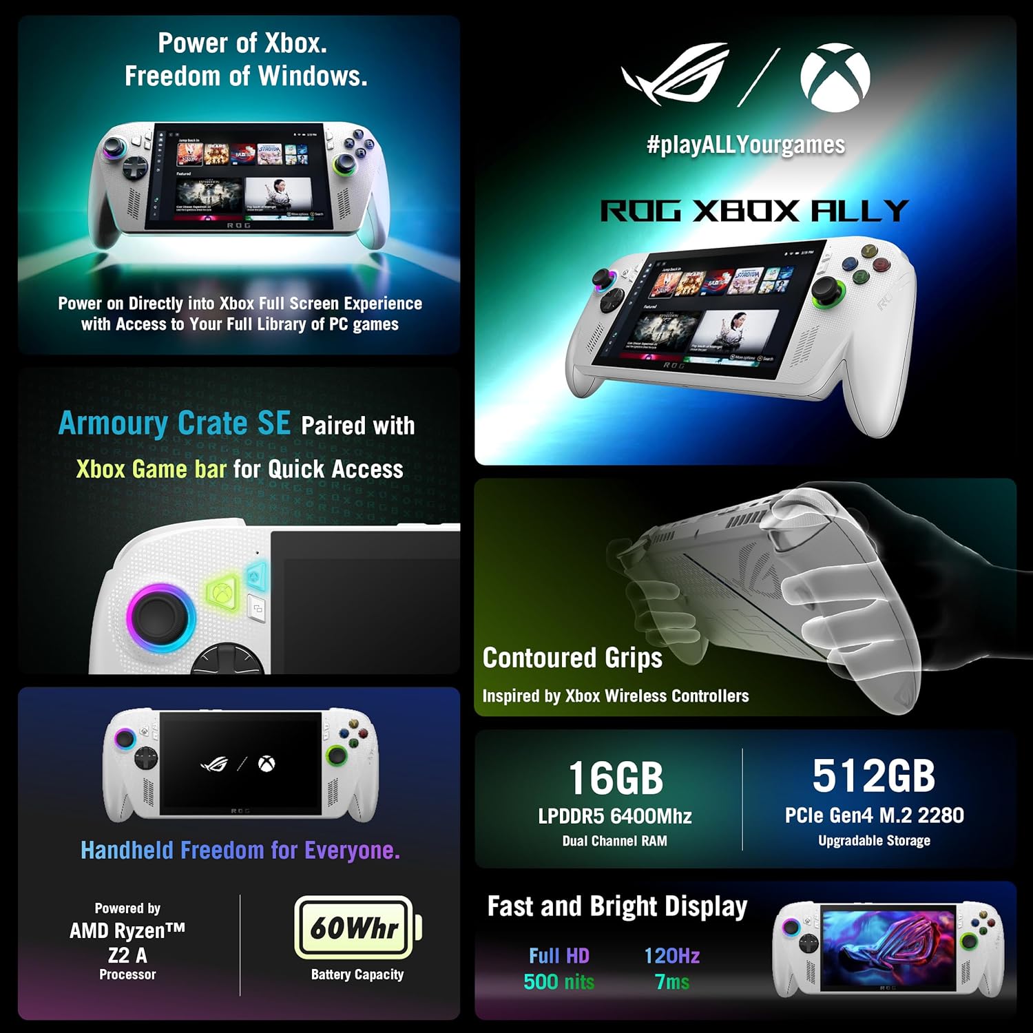 Image showcasing the specs of the base model ASUS ROG Xbox Ally
