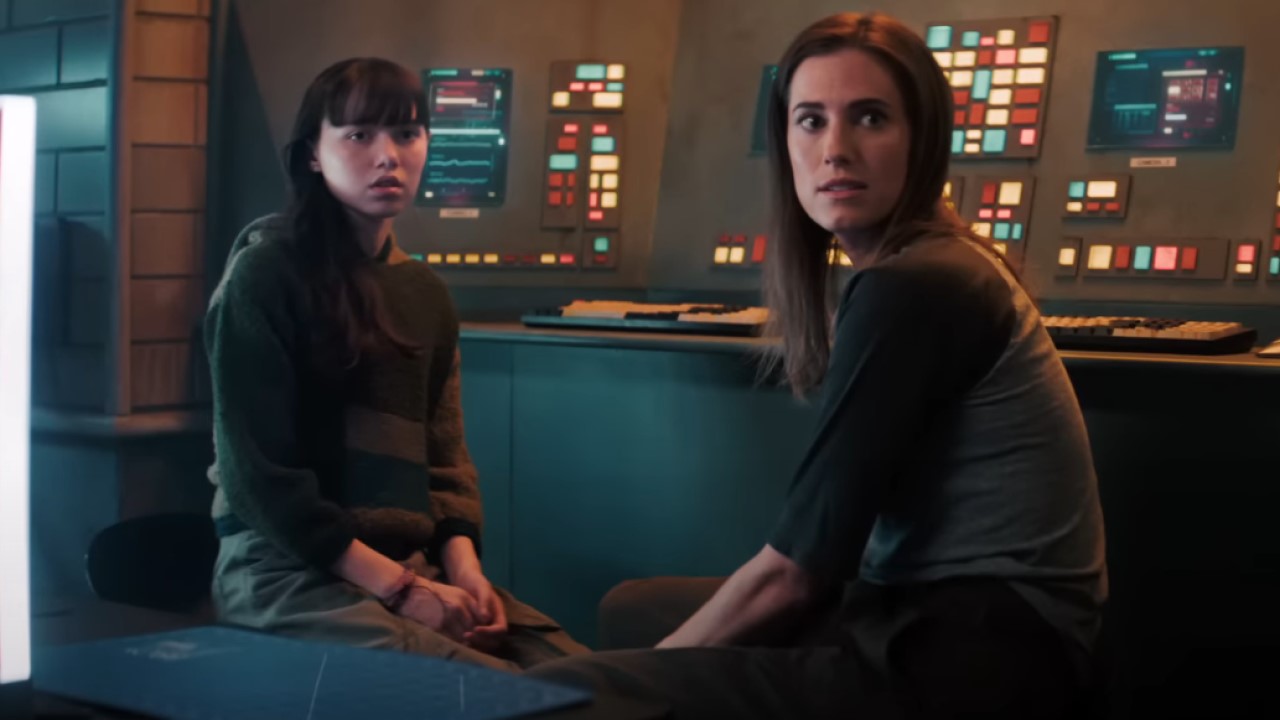 Violet McGraw as Cady and Allison Williams as Gemma are shown in M3GAN 2.0.