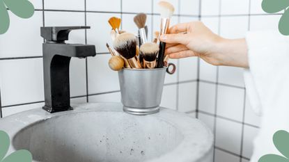 image demonstrating how often to wash your makeup brushes 