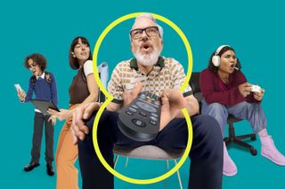 an image showing people using various EE tech and gaming products