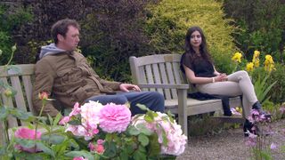 Meena Jutla talks to Liam Cunningham in Emmerdale