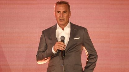 Kevin Costner speaks onstage during the Paramount+ UK launch at Outernet London on June 20, 2022 in London, England. 
