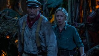 Dwayne Johnson and Emily Blunt in Jungle Cruise.