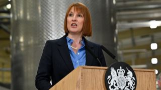 Rachel Reeves, UK chancellor of the exchequer, speaks during a visit to the Encirc Glass factory in Chester