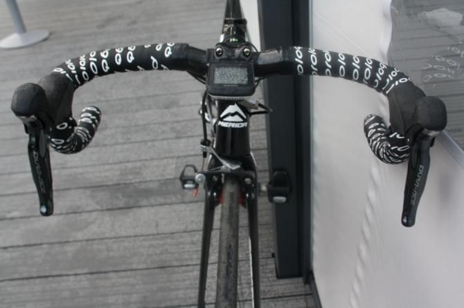 A Garmin provides Costa with his speed, time, distance and power data
